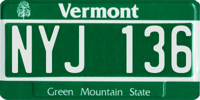 VT license plate NYJ136