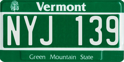 VT license plate NYJ139