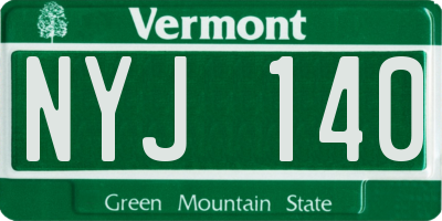 VT license plate NYJ140