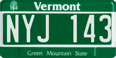 VT license plate NYJ143