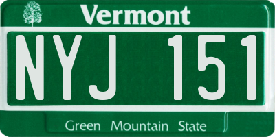 VT license plate NYJ151