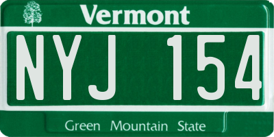 VT license plate NYJ154