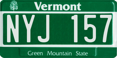 VT license plate NYJ157