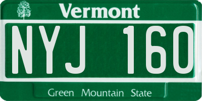 VT license plate NYJ160