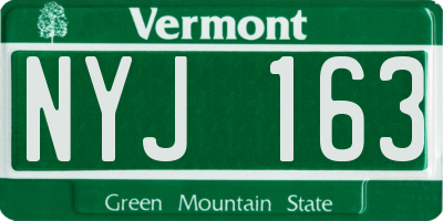 VT license plate NYJ163