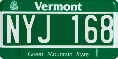 VT license plate NYJ168