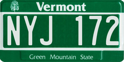 VT license plate NYJ172