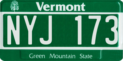 VT license plate NYJ173