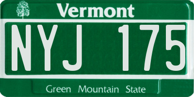 VT license plate NYJ175