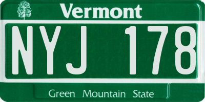 VT license plate NYJ178