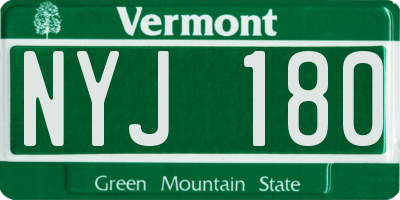 VT license plate NYJ180