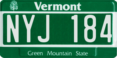 VT license plate NYJ184