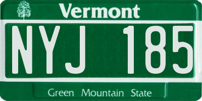 VT license plate NYJ185
