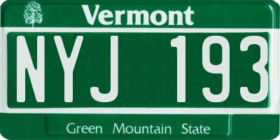 VT license plate NYJ193