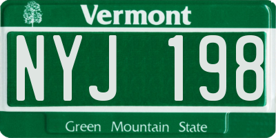 VT license plate NYJ198