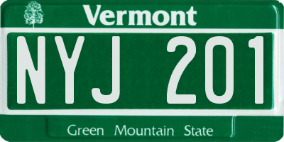 VT license plate NYJ201