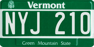 VT license plate NYJ210