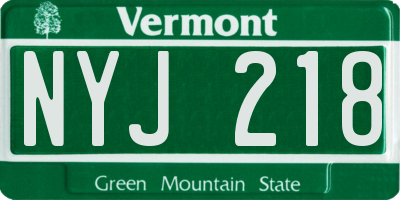 VT license plate NYJ218