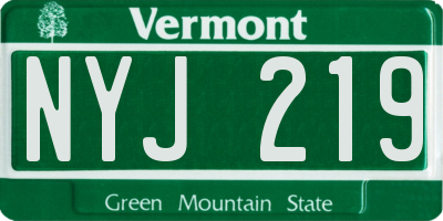 VT license plate NYJ219