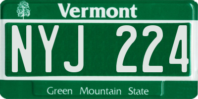 VT license plate NYJ224
