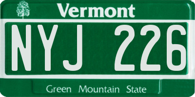 VT license plate NYJ226
