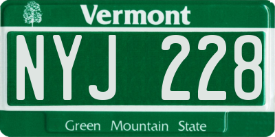 VT license plate NYJ228