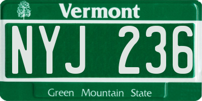 VT license plate NYJ236