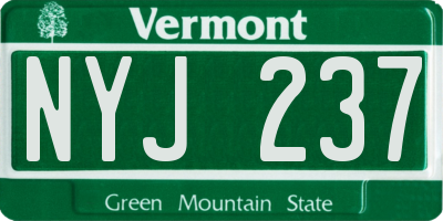 VT license plate NYJ237