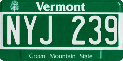 VT license plate NYJ239