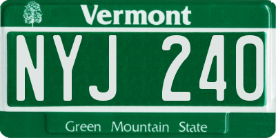 VT license plate NYJ240
