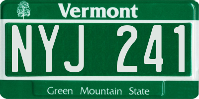 VT license plate NYJ241