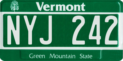 VT license plate NYJ242
