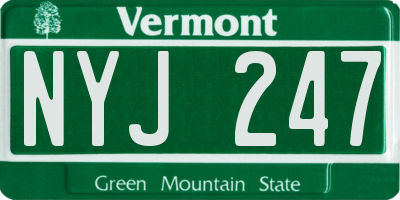 VT license plate NYJ247