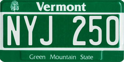 VT license plate NYJ250
