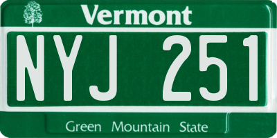 VT license plate NYJ251