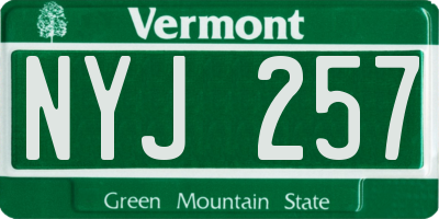 VT license plate NYJ257