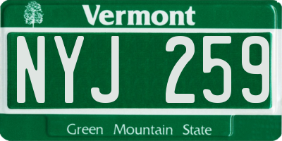 VT license plate NYJ259
