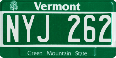 VT license plate NYJ262