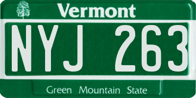 VT license plate NYJ263