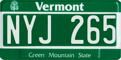VT license plate NYJ265