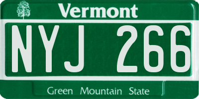 VT license plate NYJ266