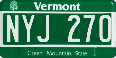 VT license plate NYJ270