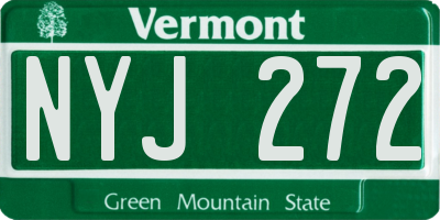VT license plate NYJ272