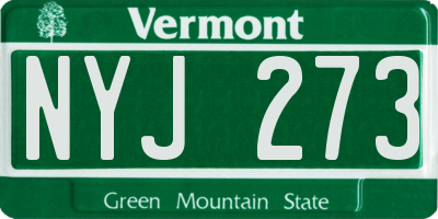 VT license plate NYJ273