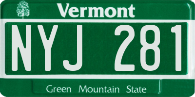 VT license plate NYJ281