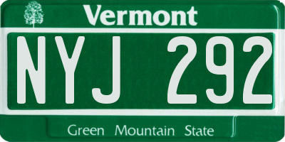 VT license plate NYJ292