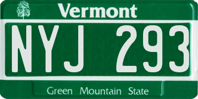 VT license plate NYJ293