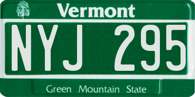 VT license plate NYJ295