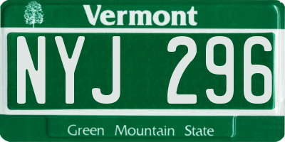 VT license plate NYJ296