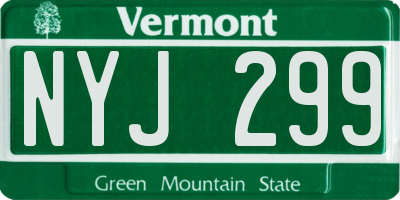 VT license plate NYJ299